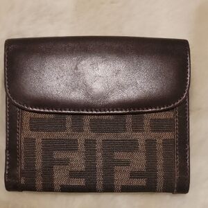 Fendi ZUCCA Brown Monogram  Small Bifold Wallet